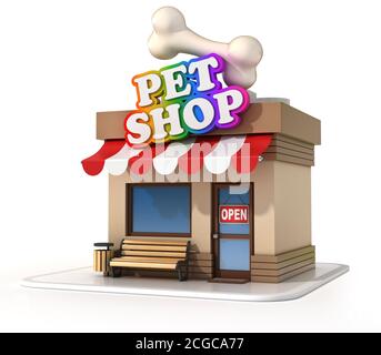 PET Mini Shop 3d-Illustration Stockfoto