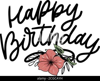 Happy Birthday Schriftzug Kalligraphie Pinsel Vektor Typografie Text Illustration Stock Vektor