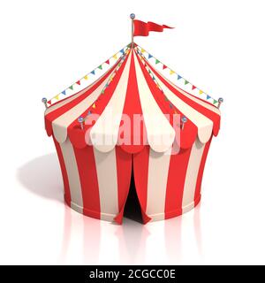 zirkuszelt auf weißem Hintergrund 3d-Illustration Stockfoto