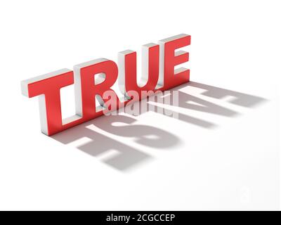 Wahre Buchstaben werfen falschen Schatten Stockfoto