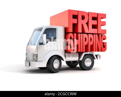 Lieferwagen mit kostenlosen Versandbriefen auf der Rückseite Stockfoto