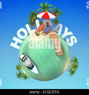 Sommerferien Miniatur 3d Planeten Stockfoto