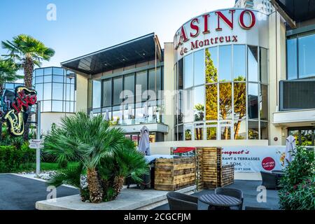 Montreux Schweiz , 5. Juli 2020 : Außenansicht des Gebäudes des Spielcasinos Montreux Barriere in der Waadtländer Schweiz Stockfoto