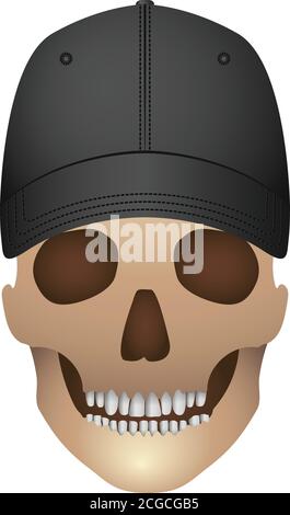 Totenkopf mit Hut auf einem weißen Hintergrund. Vector Illustration. Stock Vektor