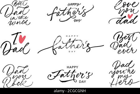Happy Fathers Tag Kalligraphie Grußkarten. Stock Vektor