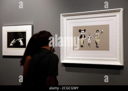 Ausstellung des Künstlers Bansky, mit dem Titel A Visual Protest, in Chiostro del Bramante in Rom. Rom (Italien), 10. September 2020 Foto Samantha Zucchi Insidefoto Stockfoto