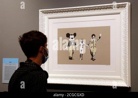 Ausstellung des Künstlers Bansky, mit dem Titel A Visual Protest, in Chiostro del Bramante in Rom. Rom (Italien), 10. September 2020 Foto Samantha Zucchi Insidefoto Stockfoto