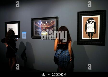 Ausstellung des Künstlers Bansky, mit dem Titel A Visual Protest, in Chiostro del Bramante in Rom. Rom (Italien), 10. September 2020 Foto Samantha Zucchi Insidefoto Stockfoto