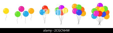 Luftballons Haufen isoliert. Luftballons Bündel Set. Gruppen von bunten Heliumballons. Vektorgrafik Stock Vektor