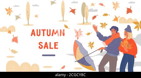 Web-Banner für Herbst Saison Verkauf oder Rabatt flache Vektor-Illustration. Stock Vektor