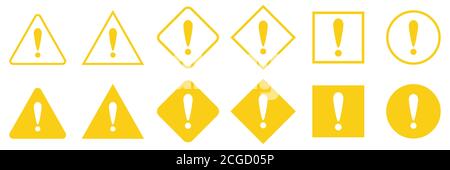 Warnschilder. Gefahrensymbole isoliert. Vektorgrafik. Ausrufezeichen Stock Vektor