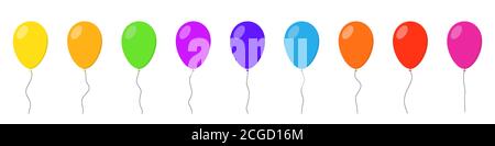 Luftballons eingestellt. Sprechblasensymbole isoliert. Bunte Heliumballons im flachen Design. Vektorgrafik Stock Vektor