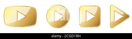 Satz von goldenen Spielknöpfen. Symbole isoliert wiedergeben. Vektorgrafik. Goldenes Spielsymbol Stock Vektor