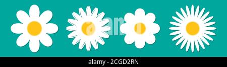 Vektorsymbole für Blumen festgelegt. Farbige Blumensymbole in flachem Stil. Vektorgrafiken. Stock Vektor