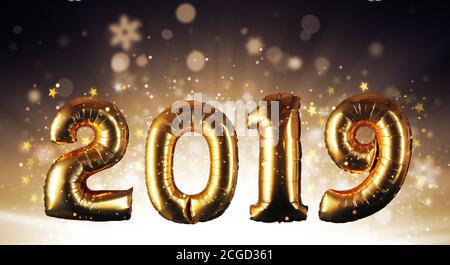Happy New Year Konzept mit goldenen Zahlen. Feier- und Neujahrskonzept Stockfoto