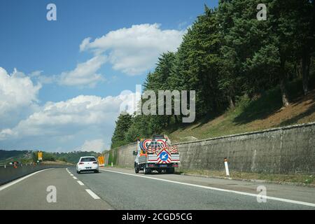 A 16 - Autostrada Napoli - Bari - Autobahn, Italien - Straßenarbeiten Stockfoto