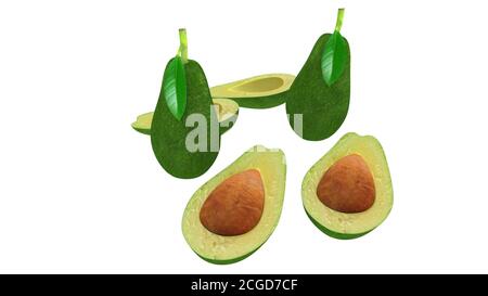 Avocado gesunde Ernährung auf schwarzem Hintergrund Stockfoto