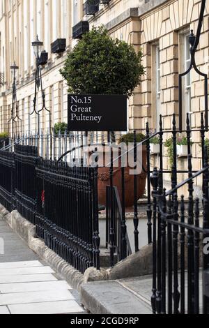 No.15 Great Pulteney Street Boutique Hotel & Spa, Great Pulteney Street, City of Bath, Somerset, England, Großbritannien Stockfoto