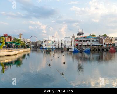 Allgemeiner Blick auf den Universal Studios Florida Themenpark Stockfoto