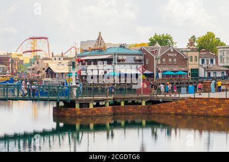 Allgemeiner Blick auf den Universal Studios Florida Themenpark Stockfoto