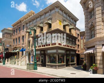 Straßenszene im Themenpark der Universal Studios Florida Stockfoto
