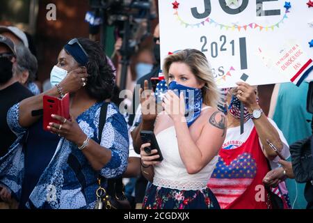 HARRISBURG, PA, USA - 07. September 2020 - Unterstützer warten auf demokratischen US-Präsidentschaftskandidat Joe Biden bei einem AFL-CIO Labor Day Virtual Event in H Stockfoto