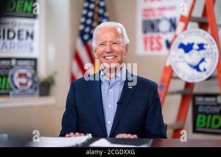 HARRISBURG, PA, USA - 07. September 2020 - demokratischer US-Präsidentschaftskandidat Joe Biden bei einer virtuellen Veranstaltung des AFL-CIO Labor Day in Harrisburg, Pennsylvania Stockfoto