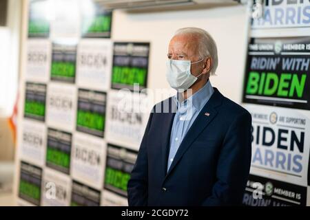 HARRISBURG, PA, USA - 07. September 2020 - demokratischer US-Präsidentschaftskandidat Joe Biden bei einer virtuellen Veranstaltung des AFL-CIO Labor Day in Harrisburg, Pennsylvania Stockfoto