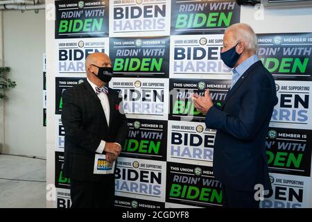 HARRISBURG, PA, USA - 07. September 2020 - demokratischer US-Präsidentschaftskandidat Joe Biden bei einer virtuellen Veranstaltung des AFL-CIO Labor Day in Harrisburg, Pennsylvania Stockfoto