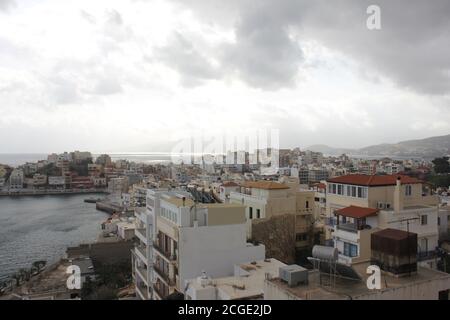 Agios Nikolaos Stadt auf Kreta, Griechenland Stockfoto