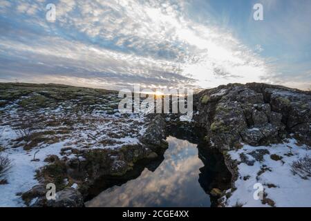 Þingvellir National Wasser gefüllt Schlucht Stockfoto