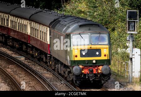 Eastbourne, East Sussex, Großbritannien. 10. September 2020. Züge einschließlich Dampflokomotiven kommen am Bahnhof Eastbourne an. Kredit:Alan Fraser/Alamy Stockfoto