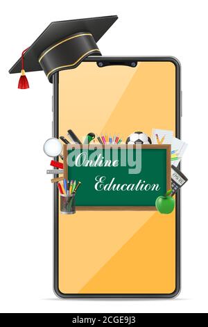 Smartphone Konzept Online-Bildung Vektor Illustration isoliert auf weißem Hintergrund Stock Vektor