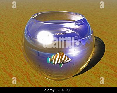 Runde Schüssel mit Fisch Stockfoto