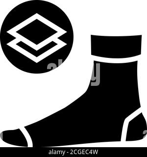 Mittlere warme Socke Glyphe Symbol Vektor isolierte Illustration Stock Vektor