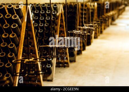 Weinkeller von Abrau Durso. Russland Region Krasnodar. Champagnerproduktion. Stockfoto
