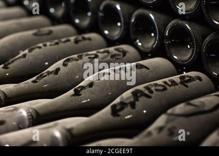 Weinkeller von Abrau Durso. Russland Region Krasnodar. Champagnerproduktion. Stockfoto