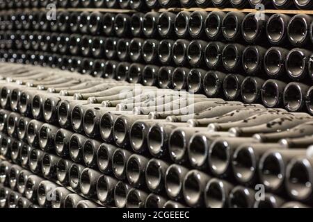 Weinkeller von Abrau Durso. Russland Region Krasnodar. Champagnerproduktion. Stockfoto
