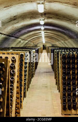 Weinkeller von Abrau Durso. Russland Region Krasnodar. Champagnerproduktion. Stockfoto
