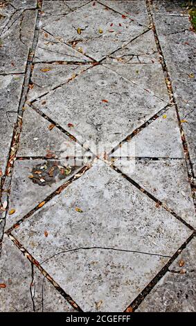 Ein gemustert Betonblock Gehweg in einem englischen Landgarten Stockfoto