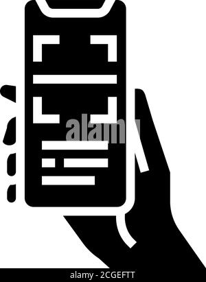Scannen qr-Code Telefon App Glyphe Symbol Vektor isolierte Illustration Stock Vektor