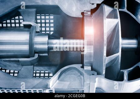 Mehrstufige Hochdruck vorbereitet pumpfor Pumpen von Wasser, Kraftstoff, Öl, Öl- oder chemische Produkte, closeup details Stockfoto