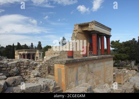 Die archäologische Stätte von Knossos mit dem minoischen Palast auf Kreta, Griechenland Stockfoto