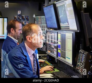 Der Boden der New York Stock Exchange, New York, USA – NYSE. Fotografiert von John Muggenborg. http://www.johnmuggenborg.com Stockfoto