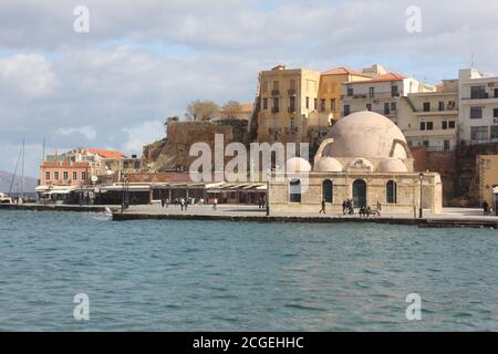 Der alte venezianische Hafen Chania, Kreta, Griechenland Stockfoto