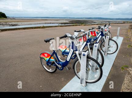 Transport für Edinburgh Fahrradverleih Stand, Cramond, Edinburgh, Schottland. Stockfoto