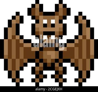 Halloween Vampir Fledermaus Pixel Art Spiel Symbol Stock Vektor
