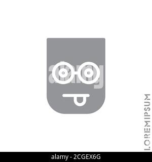 Spöttisch Lustig Humor Emoticon Symbol Vektor Illustration. Stil. Grau auf weißem Hintergrund Stock Vektor