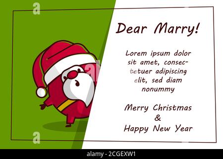 Flache Einladungskarte mit Santa-Logo-Linienkunst Stock Vektor