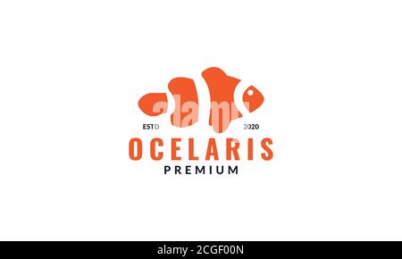 Ocellaris Clownfish Aquarium Logo Design Stock Vektor